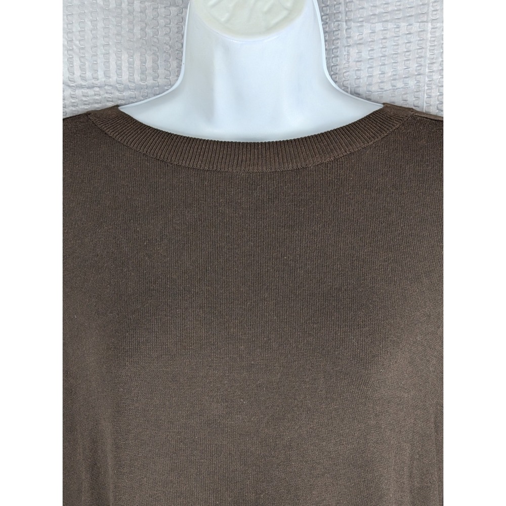 DG2 by Diane Gilman Chiffon Button Back Sweater XS Brown Mixed Media‎ Knit Top - Picture 4 of 14